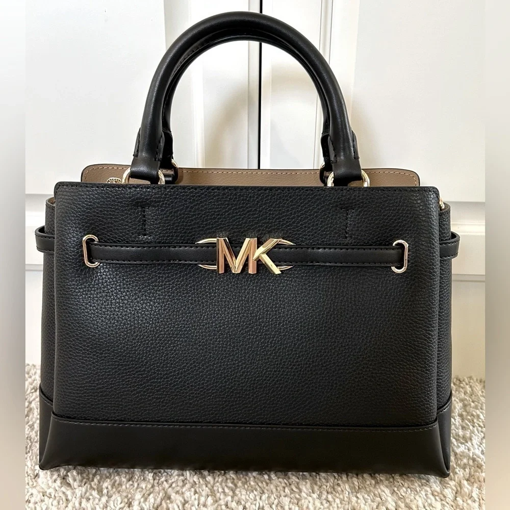 Michael Kors Reed Center Zip Belted Leather Satchel